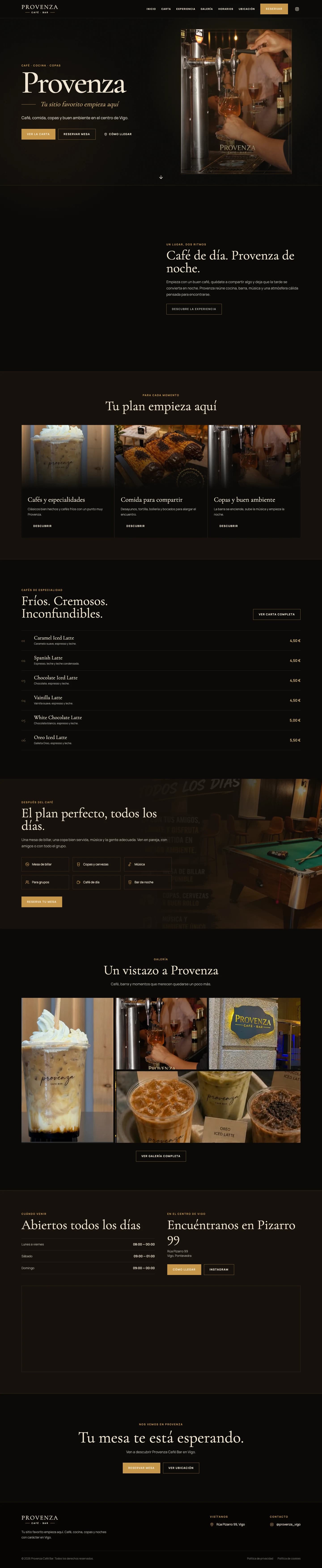 Captura completa del sitio web Provenza Café Bar
